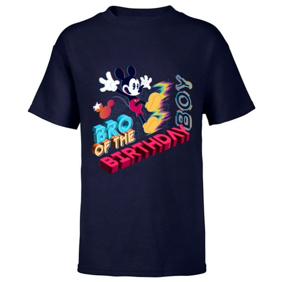 Disney Mickey Mouse Family Star Bro of the Birthday Boy - Short Sleeve T-Shirt for Kids - Customized-Navy