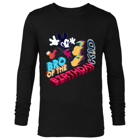 Disney Mickey Mouse Family Star Bro of the Birthday Kid - Long Sleeve T-Shirt for Men - Customized-Black