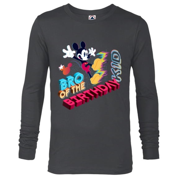 Disney Mickey Mouse Family Star Bro of the Birthday Kid - Long Sleeve T-Shirt for Men - Customized-Charcoal Heather