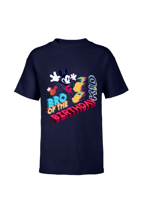 Mickey Mouse Family Star Bro of the Birthday Kid - Short Sleeve T-Shirt for Kids - Customized-Navy