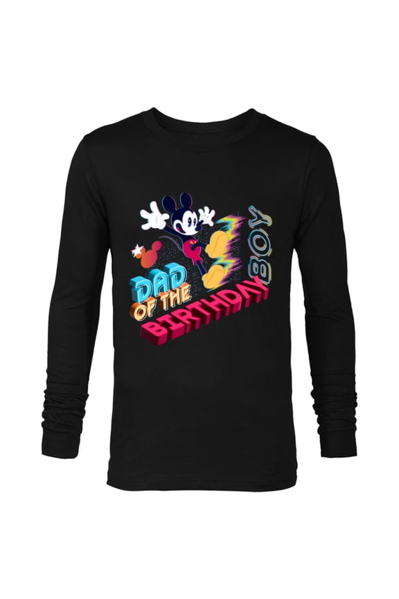 Mickey Mouse Family Star Dad of the Birthday Boy - Long Sleeve T-Shirt for Men - Customized-Black