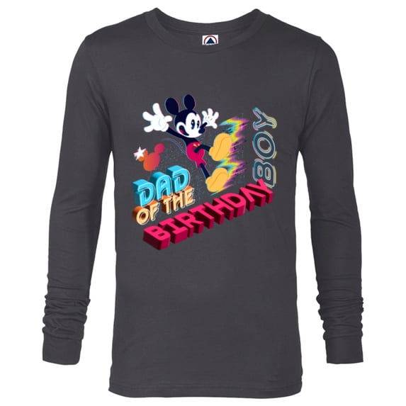 Disney Mickey Mouse Family Star Dad of the Birthday Boy - Long Sleeve T-Shirt for Men - Customized-Charcoal Heather