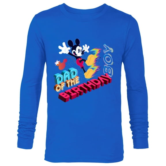 Disney Mickey Mouse Family Star Dad of the Birthday Boy - Long Sleeve T-Shirt for Men - Customized-Navy