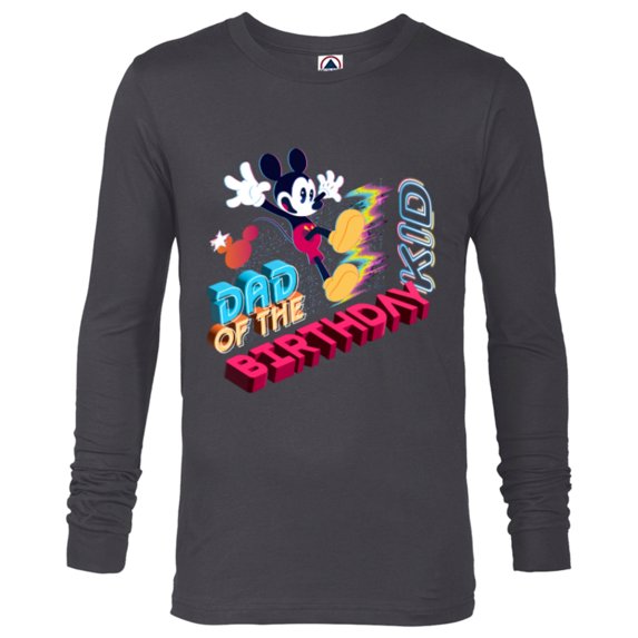 Disney Mickey Mouse Family Star Dad of the Birthday Kid - Long Sleeve T-Shirt for Men - Customized-Charcoal Heather
