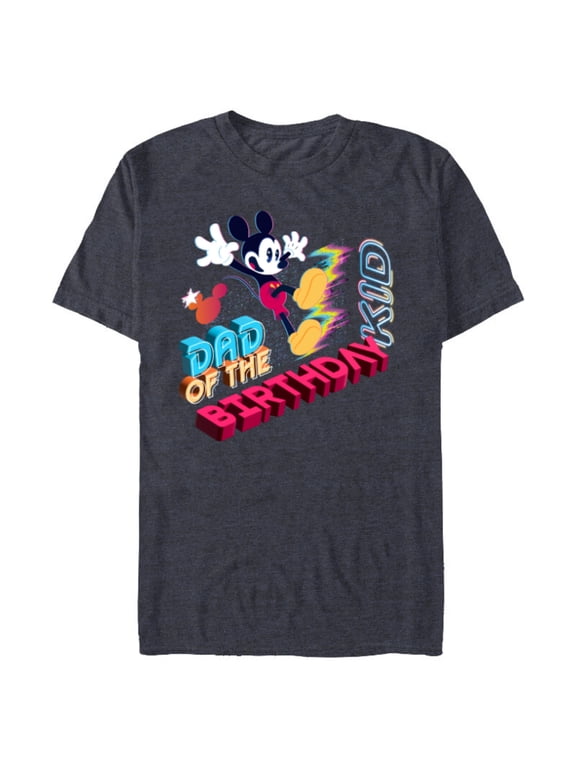 Mickey Mouse Family Star Dad of the Birthday Kid - Short Sleeve Blended T-Shirt for Adults - Customized-Denim Snow Heather