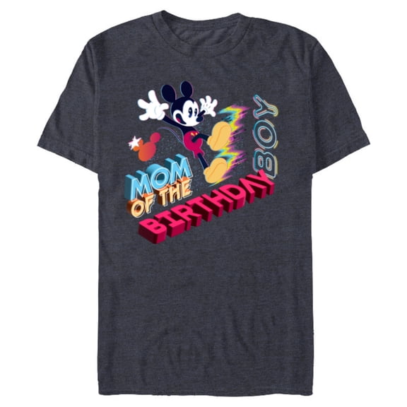 Disney Mickey Mouse Family Star Mom of the Birthday Boy - Short Sleeve Blended T-Shirt for Adults - Customized-Denim Snow Heather