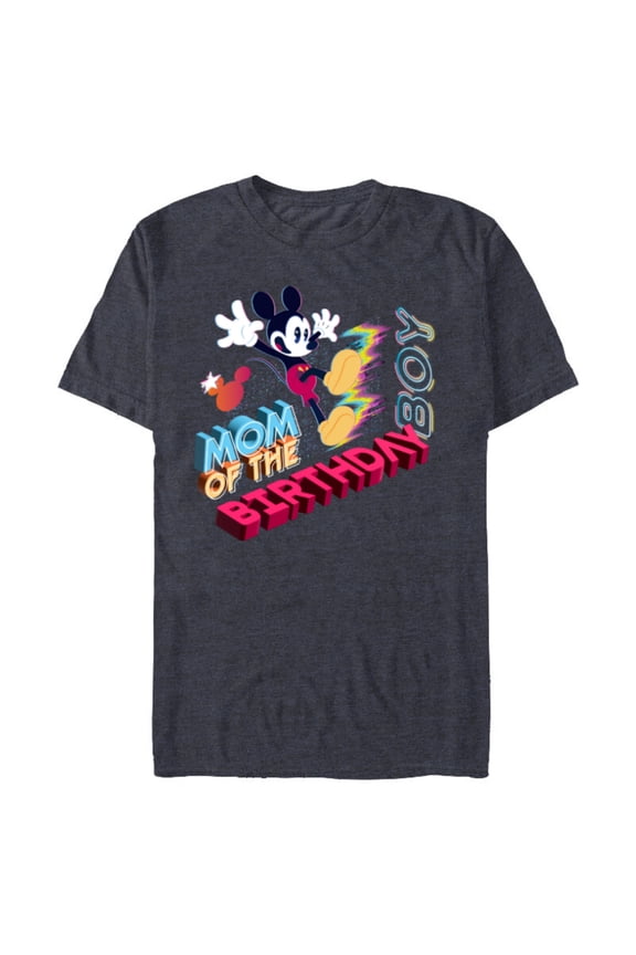 Mickey Mouse Family Star Mom of the Birthday Boy - Short Sleeve Blended T-Shirt for Adults - Customized-Denim Snow Heather