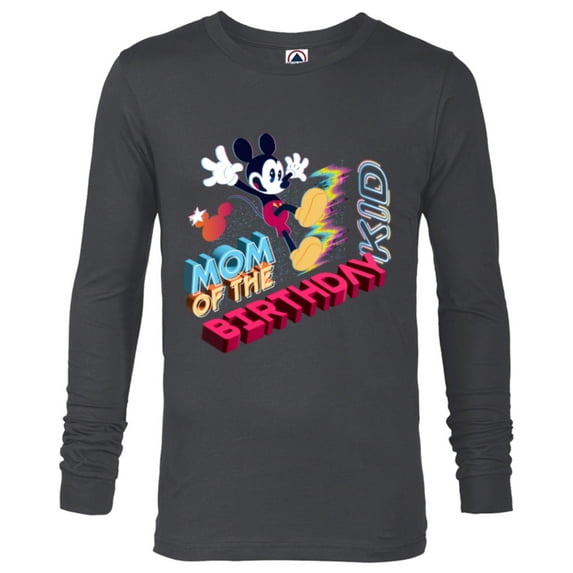 Disney Mickey Mouse Family Star Mom of the Birthday Kid - Long Sleeve T-Shirt for Men - Customized-Charcoal Heather