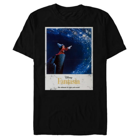 Disney Mickey Mouse Fantasia Retro Poster - Short Sleeve Blended T-Shirt for Adults -Customized-Black