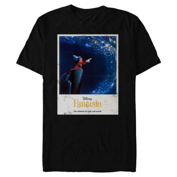 Disney Mickey Mouse Fantasia Retro Poster - Short Sleeve Blended T-Shirt for Adults -Customized-Black