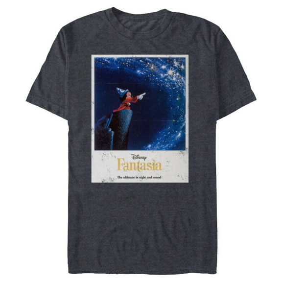 Disney Mickey Mouse Fantasia Retro Poster - Short Sleeve Blended T-Shirt for Adults -Customized-Navy Heather