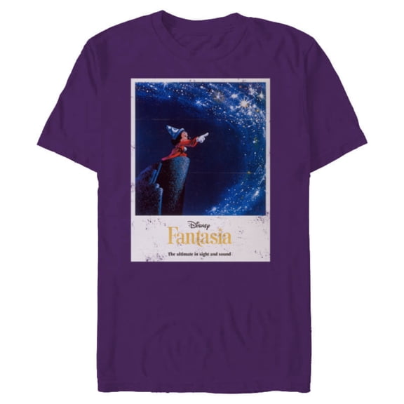 Disney Mickey Mouse Fantasia Retro Poster - Short Sleeve Blended T-Shirt for Adults -Customized-Purple