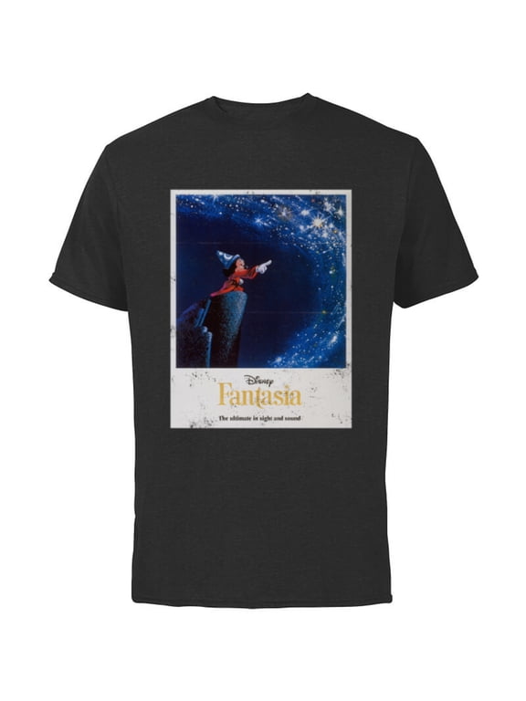 Mickey Mouse Fantasia Retro Poster - Short Sleeve Cotton T-Shirt for Adults -Customized-Black