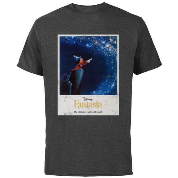 Disney Mickey Mouse Fantasia Retro Poster - Short Sleeve Cotton T-Shirt for Adults -Customized-Charcoal