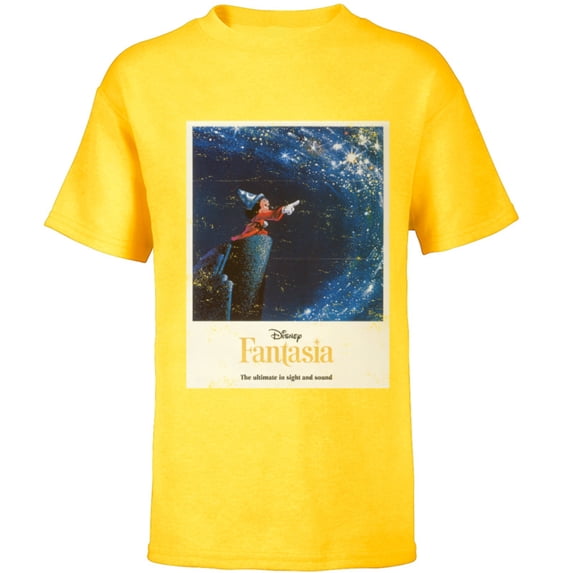 Disney Mickey Mouse Fantasia Retro Poster - Short Sleeve T-Shirt for Kids -Customized-Yellow