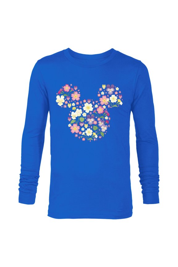 Mickey Mouse February Birth Month Birthstone & Flower - Long Sleeve T-Shirt for Men - Customized-Navy