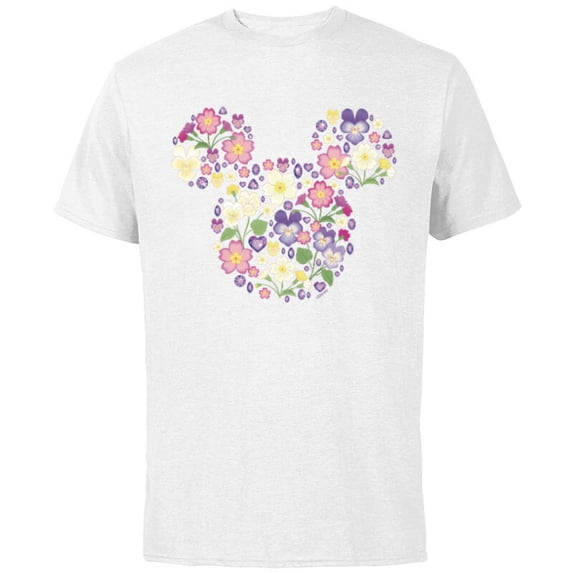 Disney Mickey Mouse February Birth Month Birthstone & Flower - Short Sleeve Cotton T-Shirt for Adults - Customized-White