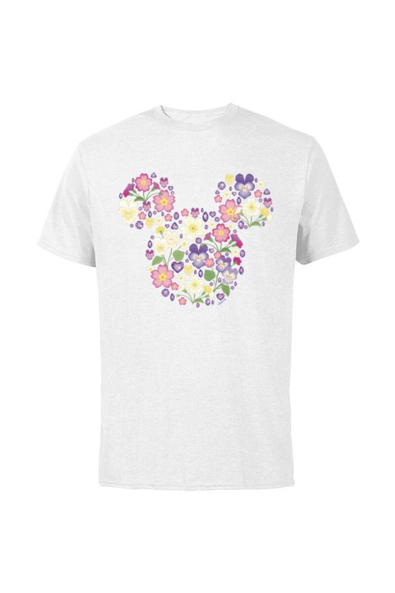 Mickey Mouse February Birth Month Birthstone & Flower - Short Sleeve Cotton T-Shirt for Adults - Customized-White