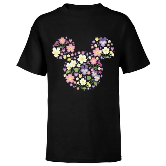 Disney Mickey Mouse February Birth Month Birthstone & Flower - Short Sleeve T-Shirt for Kids - Customized-Black