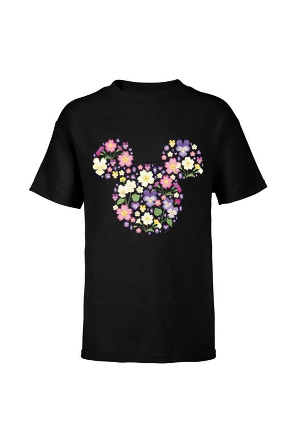 Mickey Mouse February Birth Month Birthstone & Flower - Short Sleeve T-Shirt for Kids - Customized-Black
