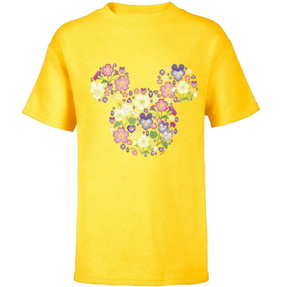 Disney Mickey Mouse February Birth Month Birthstone & Flower - Short Sleeve T-Shirt for Kids - Customized-Yellow