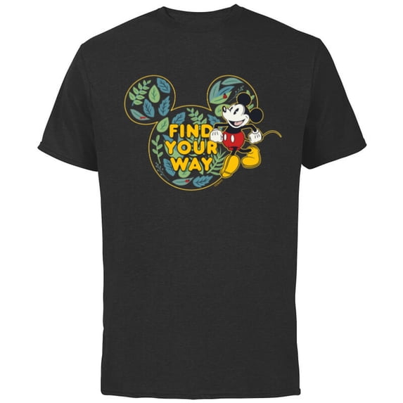 Disney Mickey Mouse Find Your Way Botanical Garden Spring - Short Sleeve Cotton T-Shirt for Adults - Customized-Black