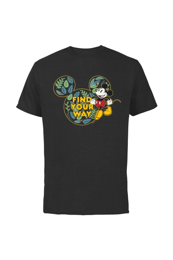 Mickey Mouse Find Your Way Botanical Garden Spring - Short Sleeve Cotton T-Shirt for Adults - Customized-Black