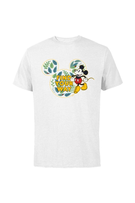 Mickey Mouse Find Your Way Botanical Garden Spring - Short Sleeve Cotton T-Shirt for Adults - Customized-White
