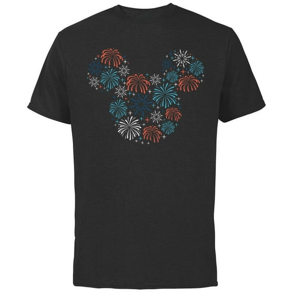 Disney Mickey Mouse Fireworks Americana - Short Sleeve Cotton T-Shirt for Adults - Customized-Black