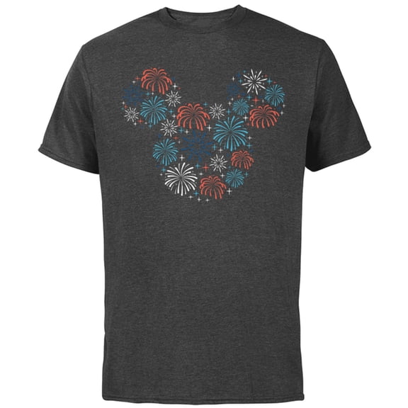 Disney Mickey Mouse Fireworks Americana - Short Sleeve Cotton T-Shirt for Adults - Customized-Charcoal