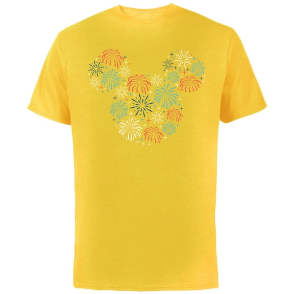 Disney Mickey Mouse Fireworks Americana - Short Sleeve Cotton T-Shirt for Adults - Customized-Yellow