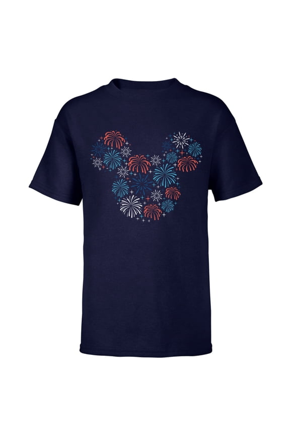 Mickey Mouse Fireworks Americana - Short Sleeve T-Shirt for Kids - Customized-Navy