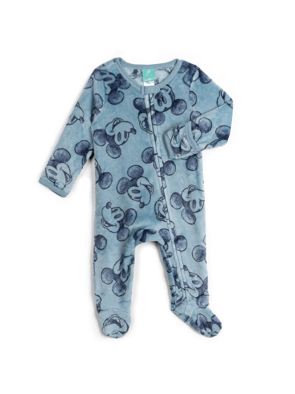 Mickey Mouse Baby Boys' Fleece Footed Sleep N' Play Slate Blue