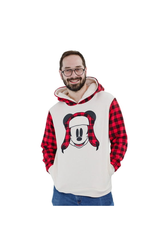 Mickey Mouse Fleece Matching Family Pullover Hoodie Buffalo Plaid Adult