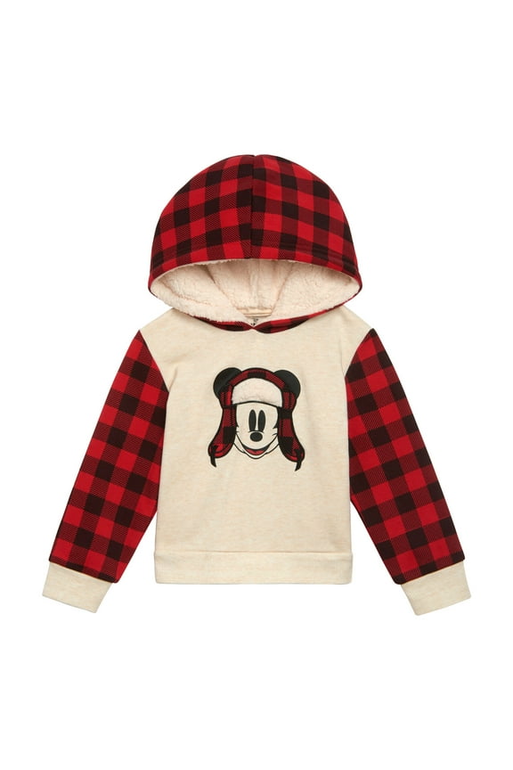 Mickey Mouse Fleece Matching Family Pullover Hoodie Buffalo Plaid Toddler to Big Kid