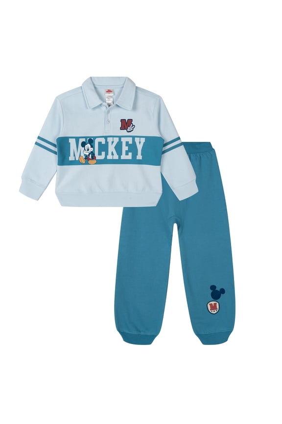 Mickey Mouse Fleece Polo Shirt and Jogger Pants Outfit Set Newborn to Little Kid