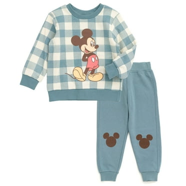 Disney Mickey Mouse Fleece Sweatshirt and Jogger Pants Outfit Set Buffalo Plaid Newborn to Toddler