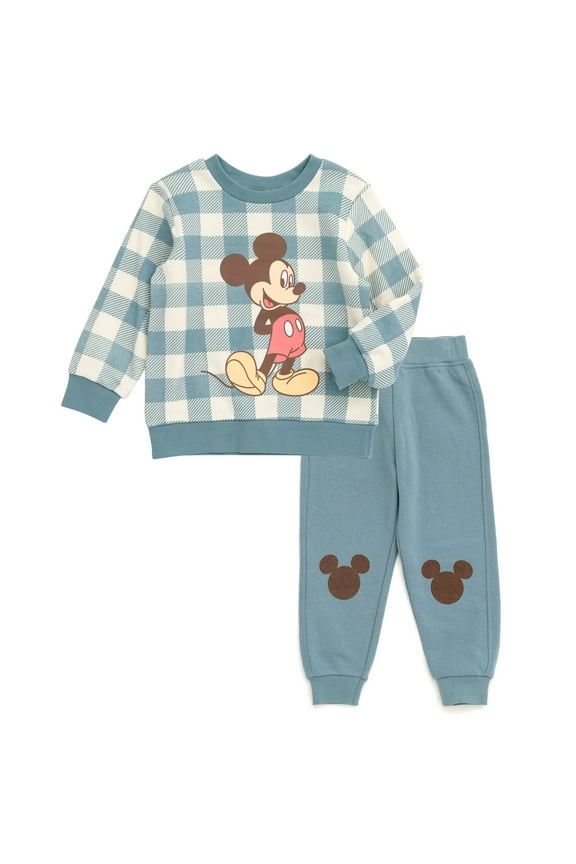 Mickey Mouse Fleece Sweatshirt and Jogger Pants Outfit Set Buffalo Plaid Newborn to Toddler