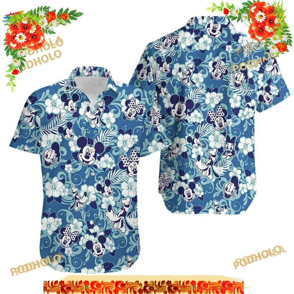 Disney Mickey Mouse Floral Aloha 3D Hawaiian Shirt
