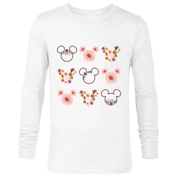 Disney Mickey Mouse Flowers and Daisy Print - Long Sleeve T-Shirt for Men - Customized-White