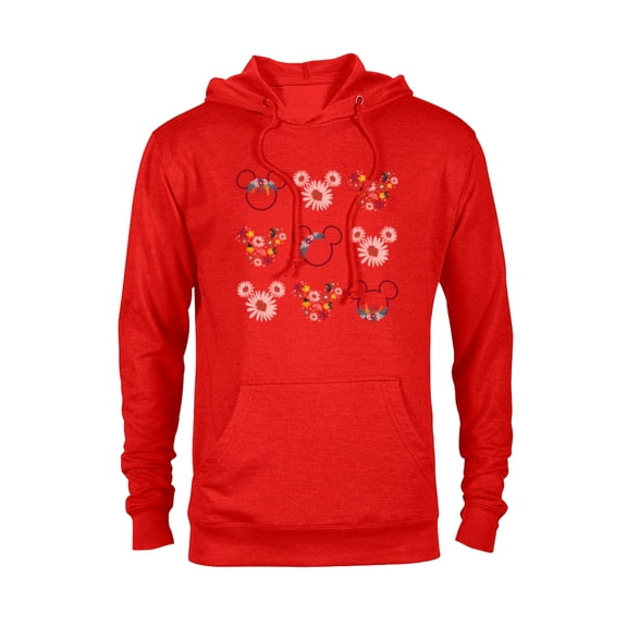 Disney Mickey Mouse Flowers and Daisy Print - Pullover Hoodie for Adults - Customized-Red Heather