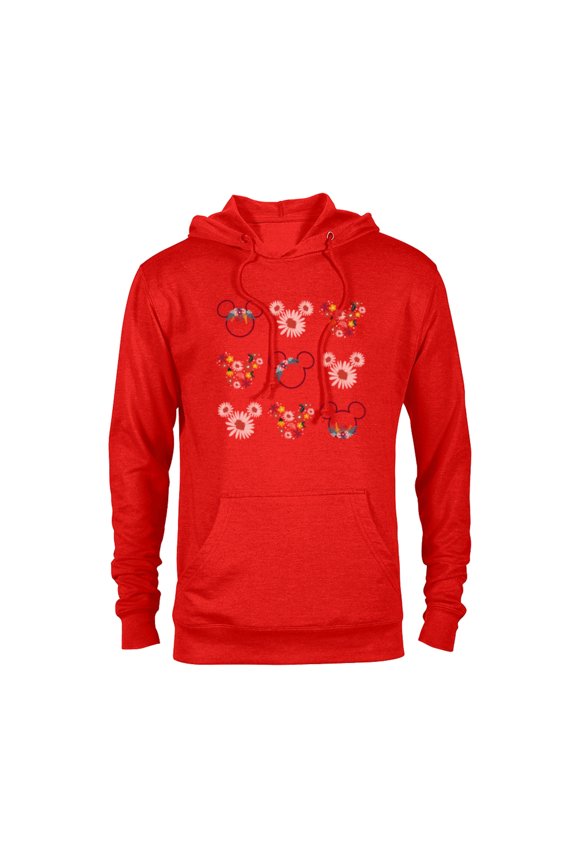 Mickey Mouse Flowers and Daisy Print - Pullover Hoodie for Adults - Customized-Red Heather