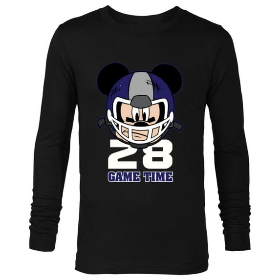 Disney Mickey Mouse Football #28 Game Time Sports - Long Sleeve T-Shirt for Men - Customized-Black