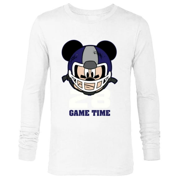 Disney Mickey Mouse Football #28 Game Time Sports - Long Sleeve T-Shirt for Men - Customized-White