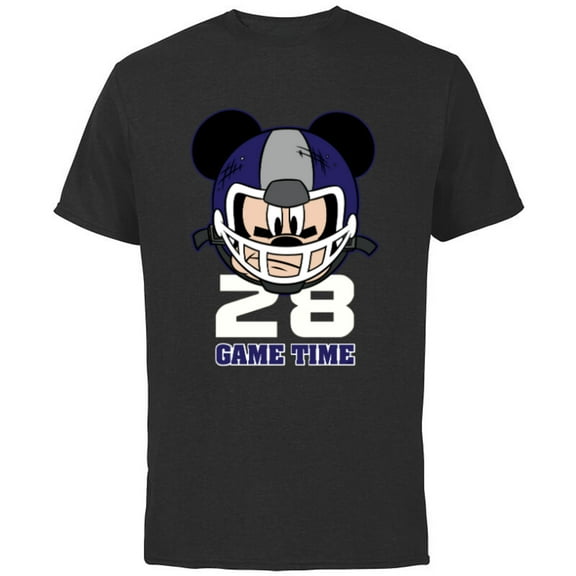 Disney Mickey Mouse Football #28 Game Time Sports - Short Sleeve Cotton T-Shirt for Adults - Customized-Black