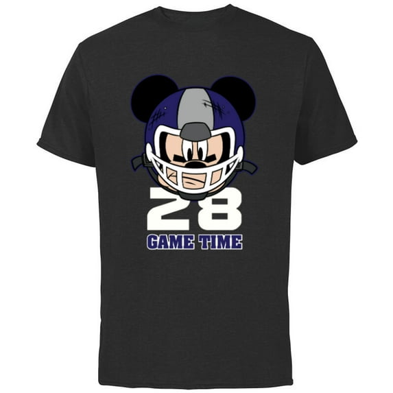 Disney Mickey Mouse Football #28 Game Time Sports - Short Sleeve Cotton T-Shirt for Adults - Customized-Black