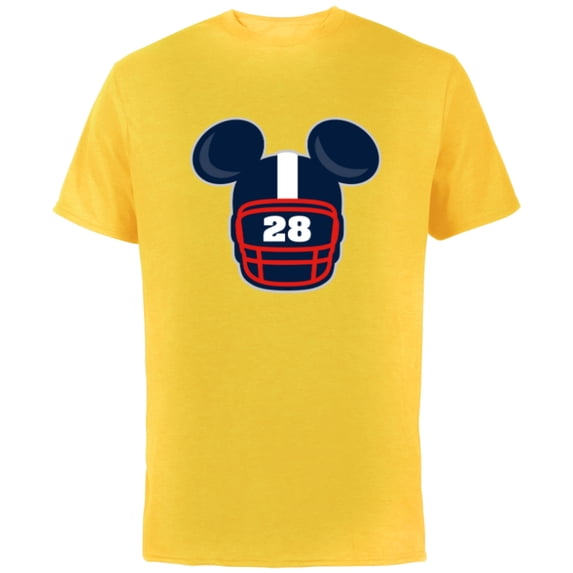 Disney Mickey Mouse Football Helmet #28 Sports - Short Sleeve Cotton T-Shirt for Adults - Customized-Yellow