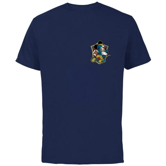 Disney Mickey Mouse Football Shield Sports - Short Sleeve Cotton T-Shirt for Adults - Customized-Navy
