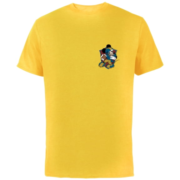 Disney Mickey Mouse Football Shield Sports - Short Sleeve Cotton T-Shirt for Adults - Customized-Yellow