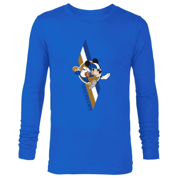 Disney Mickey Mouse Football Touchdown Sports - Long Sleeve T-Shirt for Men - Customized-Navy